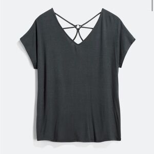 Papermoon Ampton Back Detail Dark Short Sleeve Tee - XS